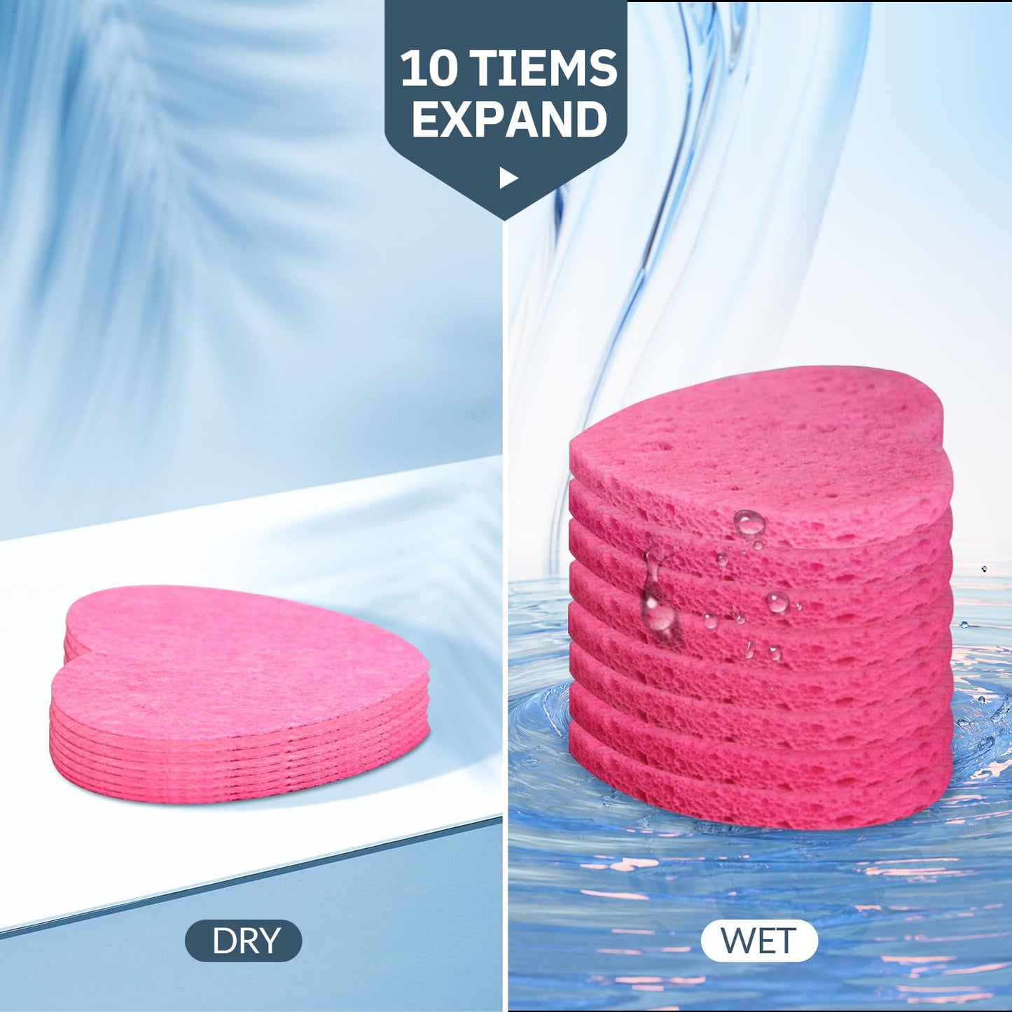 Facial Sponges Compressed, 100% Natural Cellulose Face Sponge Professional Cosmetic Spa Sponges for Face Cleansing 50pcs