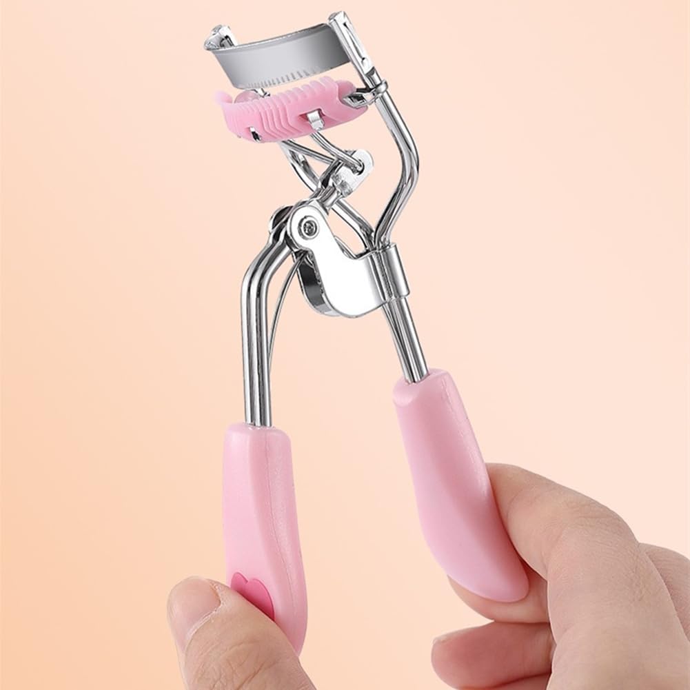 🔥Stainless Steel Eyelash Curler with Built-in Comb Pinch Pain-Free with 5 Silicone Refill Pads