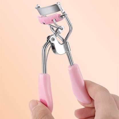 🔥Stainless Steel Eyelash Curler with Built-in Comb Pinch Pain-Free with 5 Silicone Refill Pads
