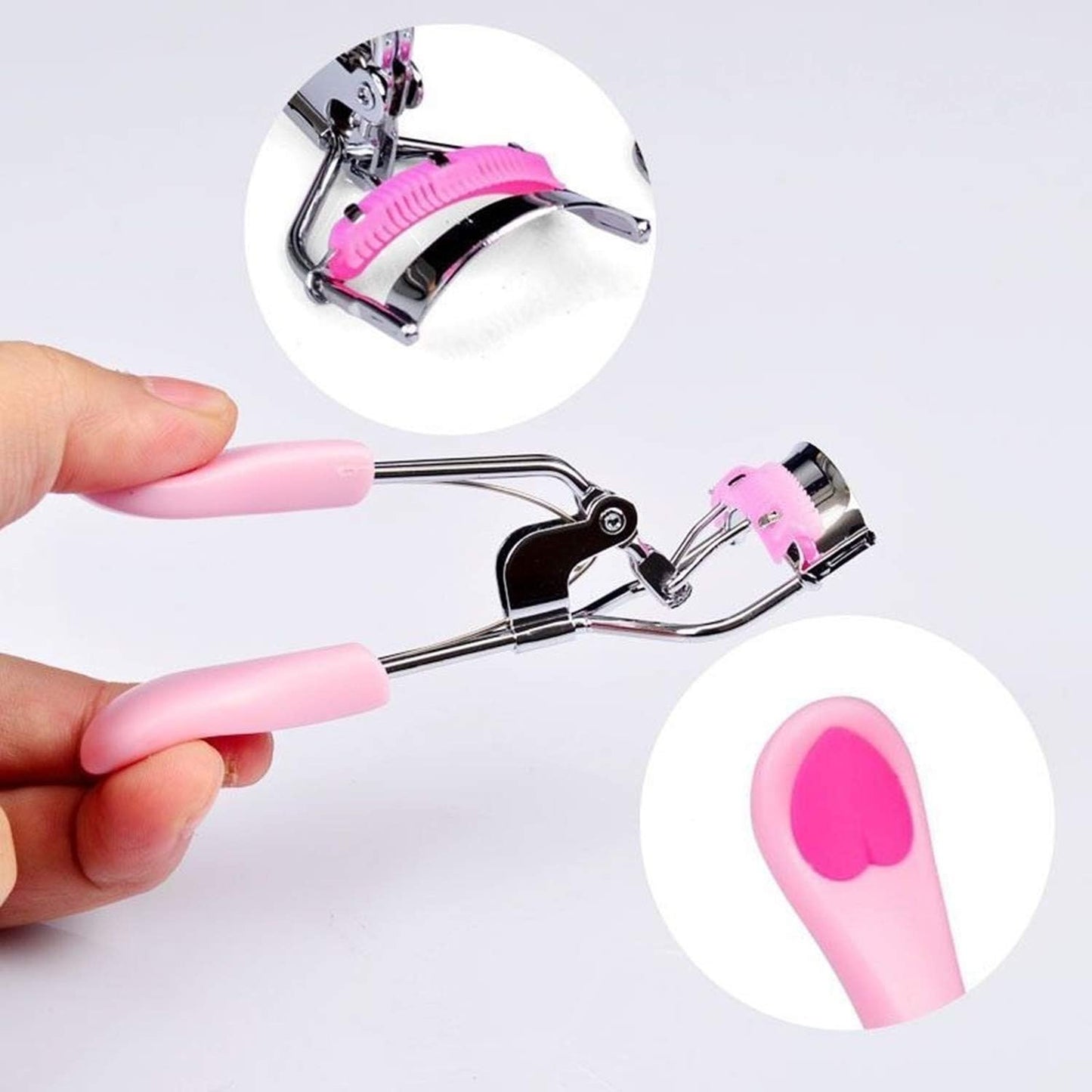 🔥Stainless Steel Eyelash Curler with Built-in Comb Pinch Pain-Free with 5 Silicone Refill Pads