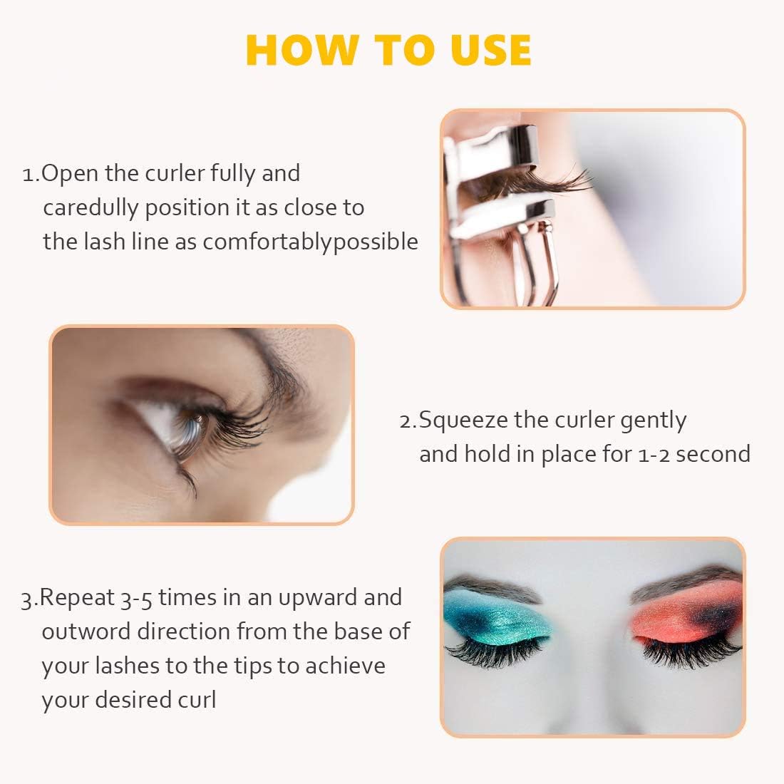 🔥Stainless Steel Eyelash Curler with Built-in Comb Pinch Pain-Free with 5 Silicone Refill Pads