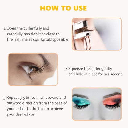 🔥Stainless Steel Eyelash Curler with Built-in Comb Pinch Pain-Free with 5 Silicone Refill Pads