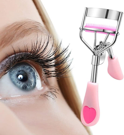 🔥Stainless Steel Eyelash Curler with Built-in Comb Pinch Pain-Free with 5 Silicone Refill Pads